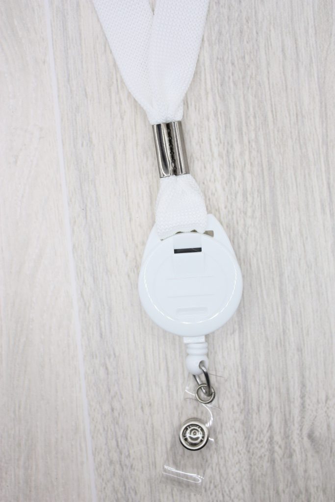White Thick Retractable Breakaway Lanyard Base lifestyle