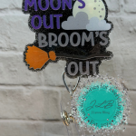 Moons Out Brooms Out Halloween-Themed Interchangeable Badge Reel Topper 1