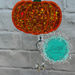 Glitter Gourd Halloween-Themed Interchangeable Badge Reel Topper 1